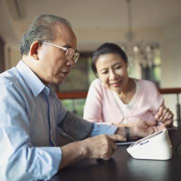 Adult male checking health vitals