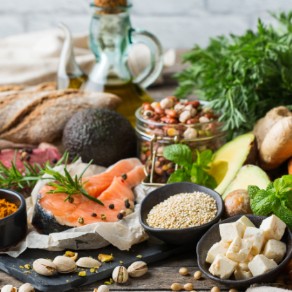 Large array of Mediterranean foods