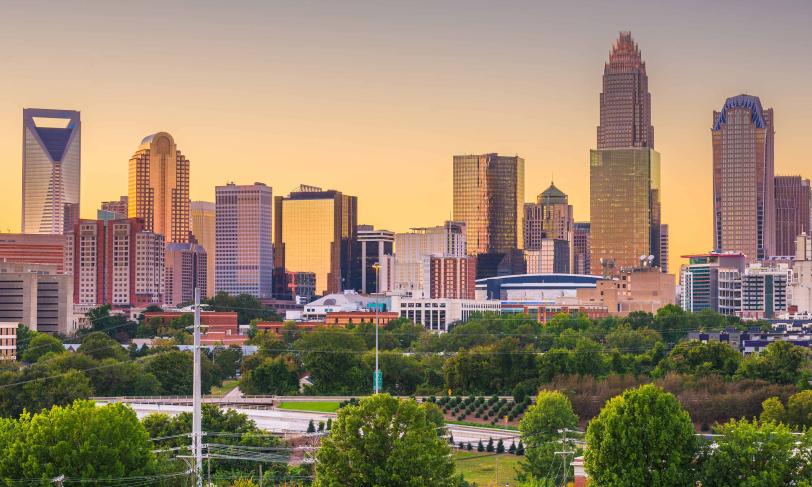 Charlotte North Carolina skyline at dusk