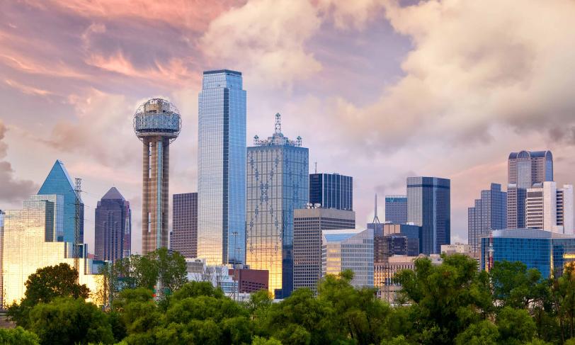 Dallas Texas skyline in late afternoon