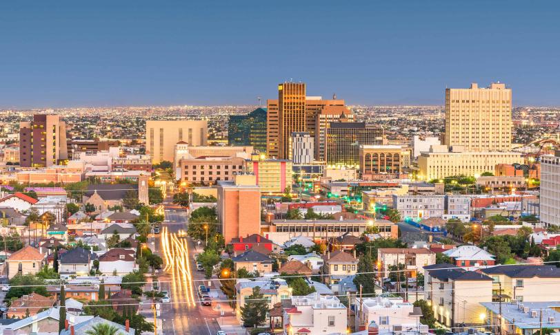 El Paso Texas skyline at dusk