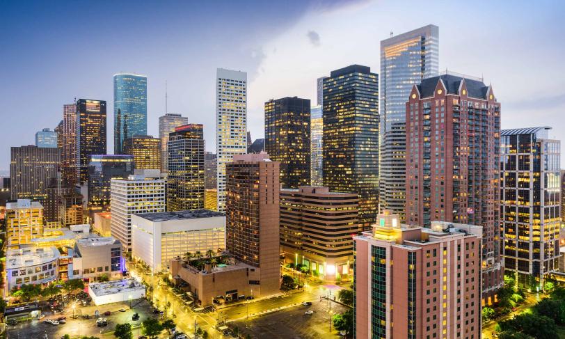 Downtown Houston Texas at dusk