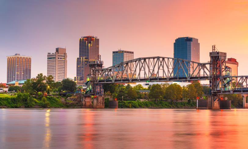 Little rock arkansas skyline twilight