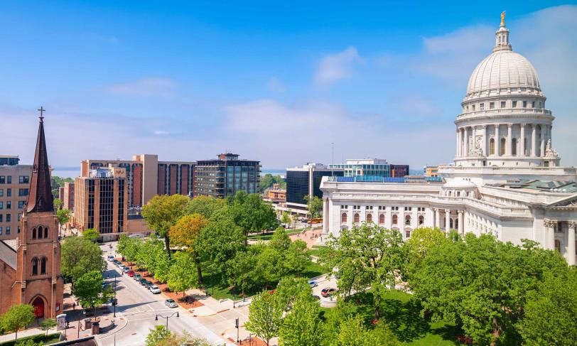 Downtown Madison Wisconsin showing capitol building