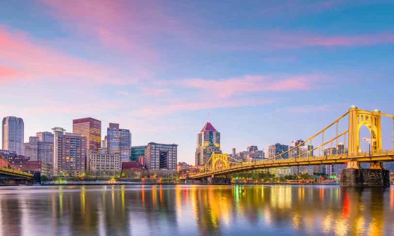 Pittsburgh Pennsylvania skyline at dusk