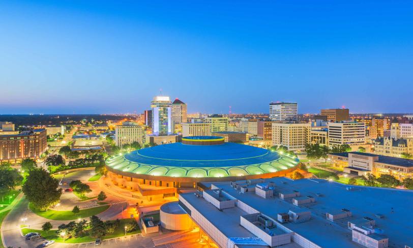 Witchita Kansas skyline dusk