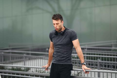 Young man in workout gear after exercise