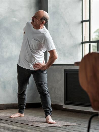 Middle-age man stretching